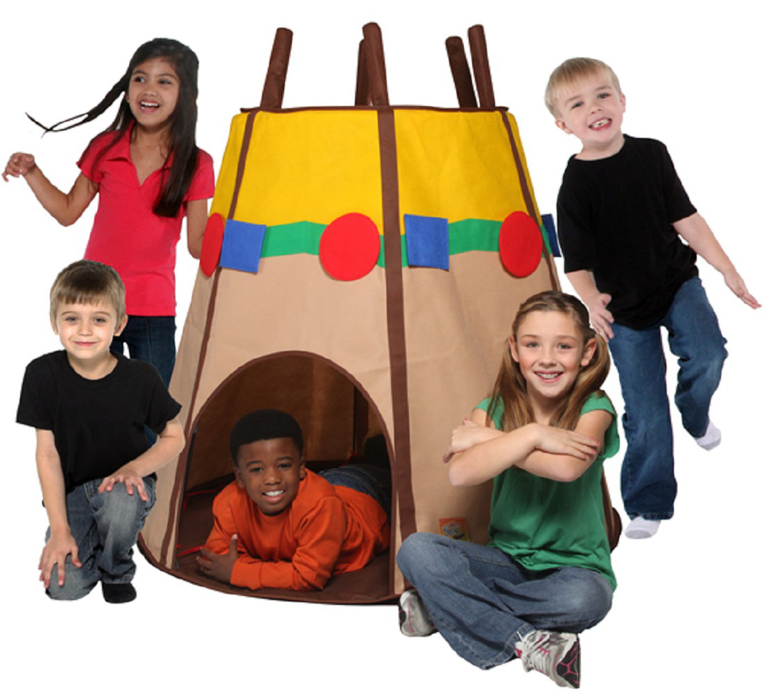 american kids play tent