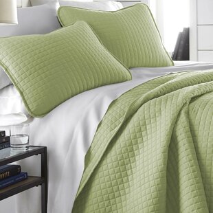 Luxury Green Floral Oversized Microfiber Coverlet Quilt Set with Pillow Shams 