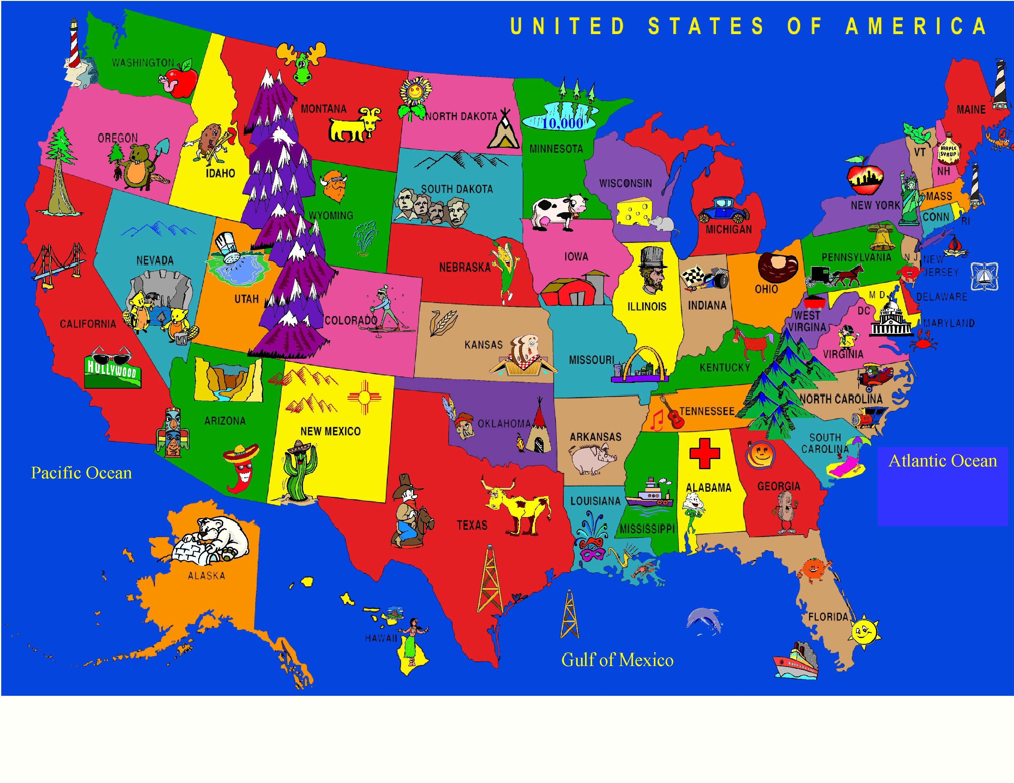 Kids World Fun Learning USA Cartoon Map Area Rug | Wayfair