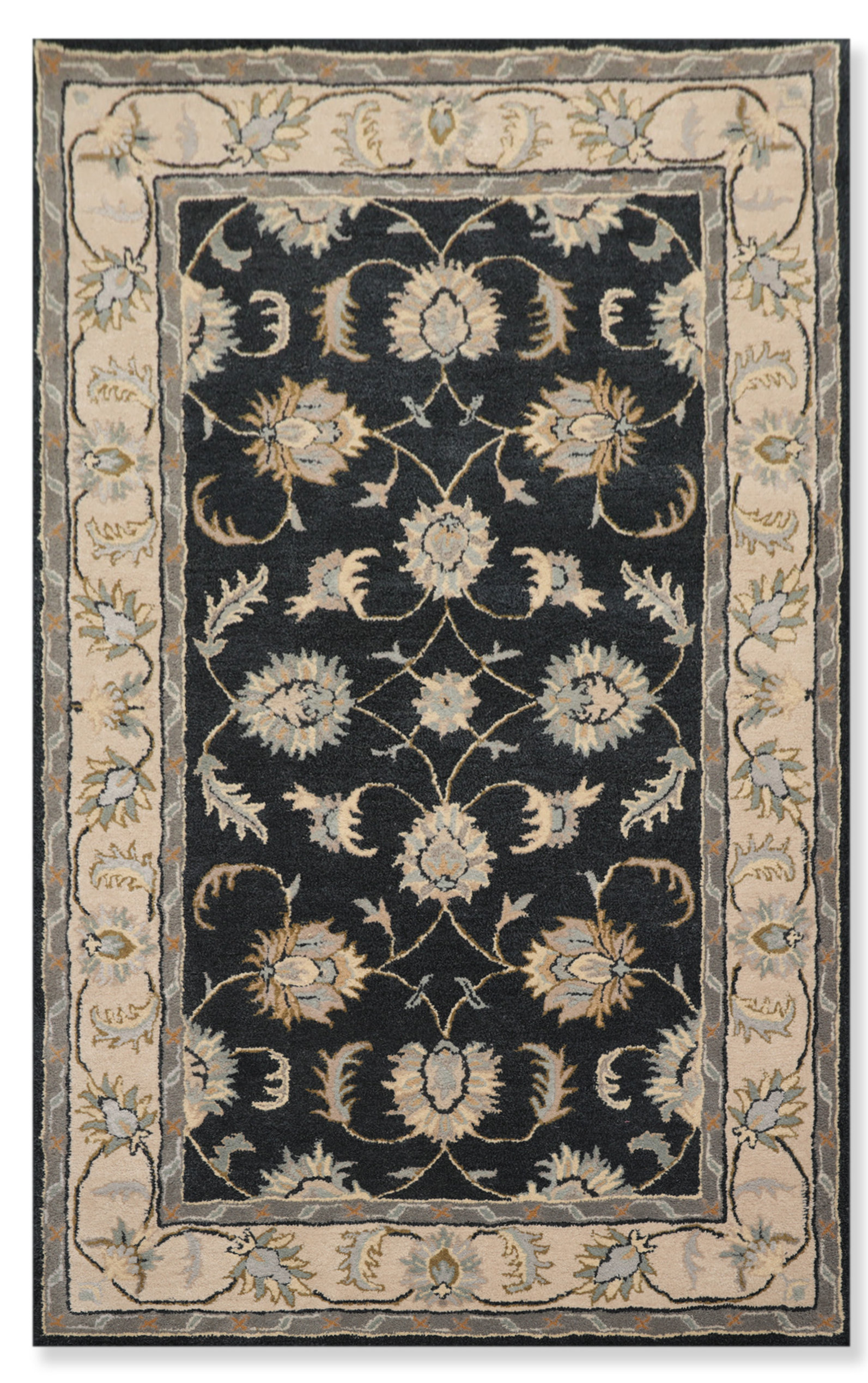 5x8 Area Rug Persian Oriental Traditional Design Antique Look Floral Gold //Beige