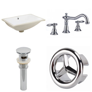 Go to store & view more images American Imaginations CUPC Ceramic Rectangular Undermount Bathroom Sink with Faucet and Overflow