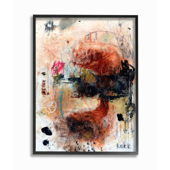 Ebern Designs Black And Red Multimedia Abstract Painting With