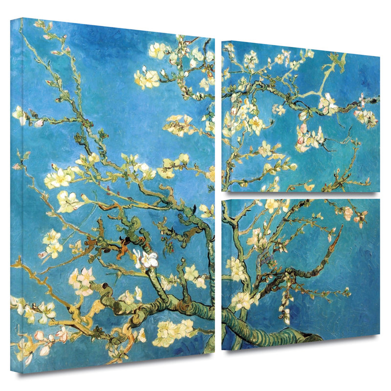 Vault W Artwork Almond Blossom By Vincent Van Gogh 3 Piece Painting Print On Wrapped Canvas Set Wayfair