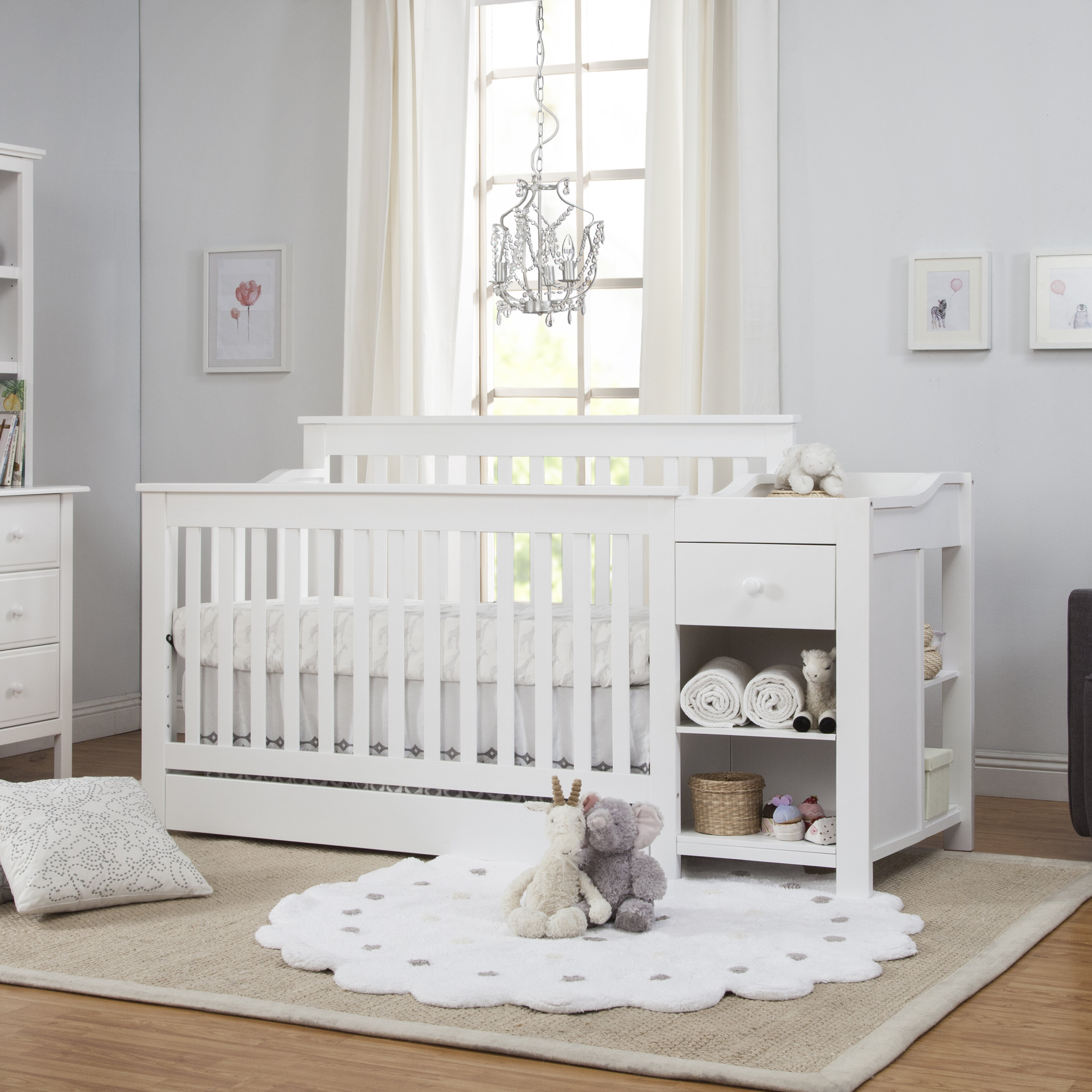 baby bed and changing table combo