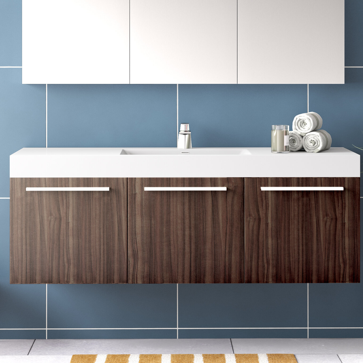 Senza 60 Vista Single Wall Mounted Modern Bathroom Vanity Set With Mirror Allmodern