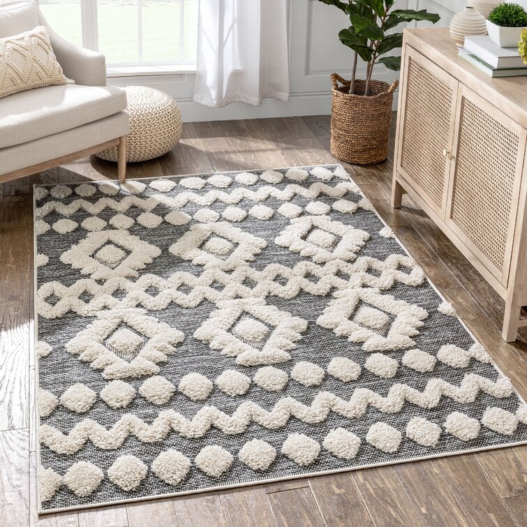 Well Woven Woden Grey Ivory Indoor/Outdoor Flat Weave Pile Solid Color Border Pattern Area Rug 8x10 7'10 x 9'10 