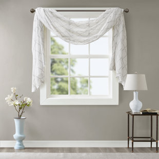 White Georgette Window Scarf 50x216 Springs Pacific Springmaid Valance NEW 1~>3 
