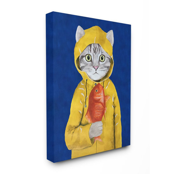 Ebern Designs Verutiao Fisherman Feline Coat Cat Kids Wall Decor