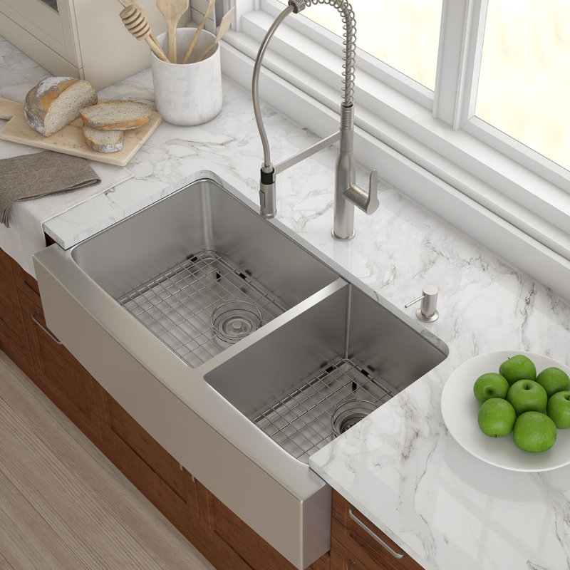 Kitchen Sink kraus stainless steel 35.88"x 20.75" double basin farmhouse Kitchen Sink kraus stainless steel 35.88"x 20.75" double basin farmhouse