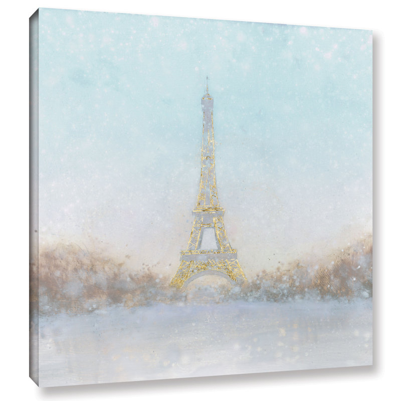 Wrought Studio Eiffel Romance No Couple Turquoise Painting Print