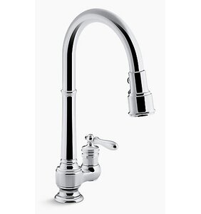 Artifacts Single-Hole Kitchen Sink Faucet  with 17-5/8 Pull-Down Spout, DockNetiku00ae Magnetic Doc...