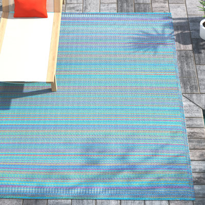Hydetown Striped Blue Indoor / Outdoor Area Rug