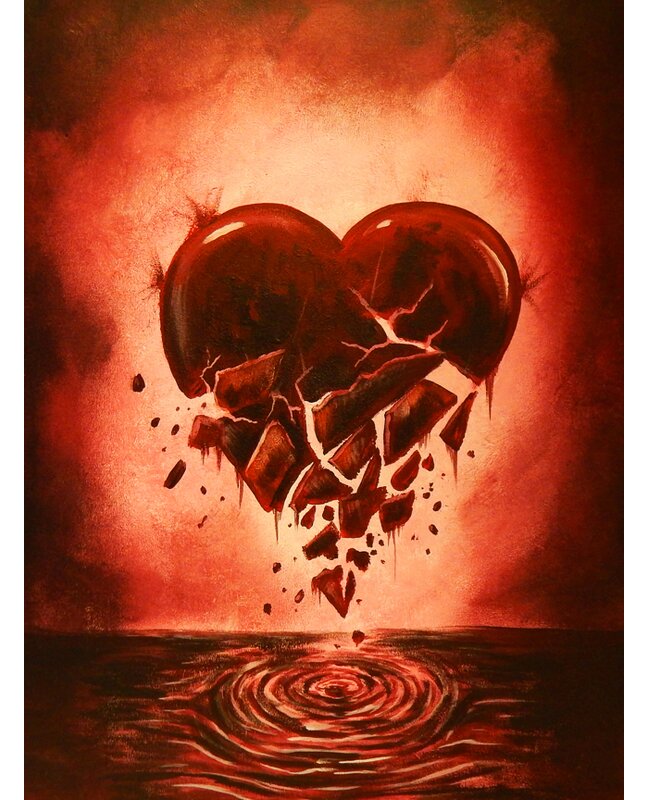 Ebern Designs 'Love Lost Broken Heart' Print on Wrapped Canvas | Wayfair