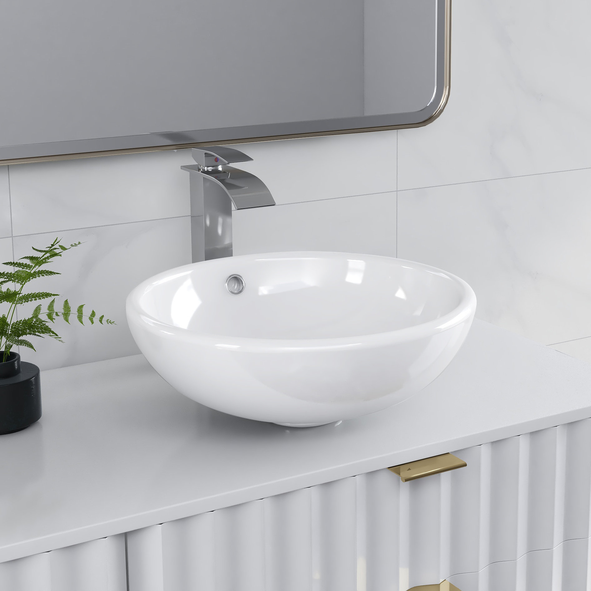 Deervalley White Ceramic Circular Vessel Bathroom Sink With Overflow Reviews Wayfair
