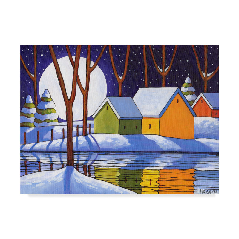 Winston Porter Reflection Winter Night Acrylic Painting Print On