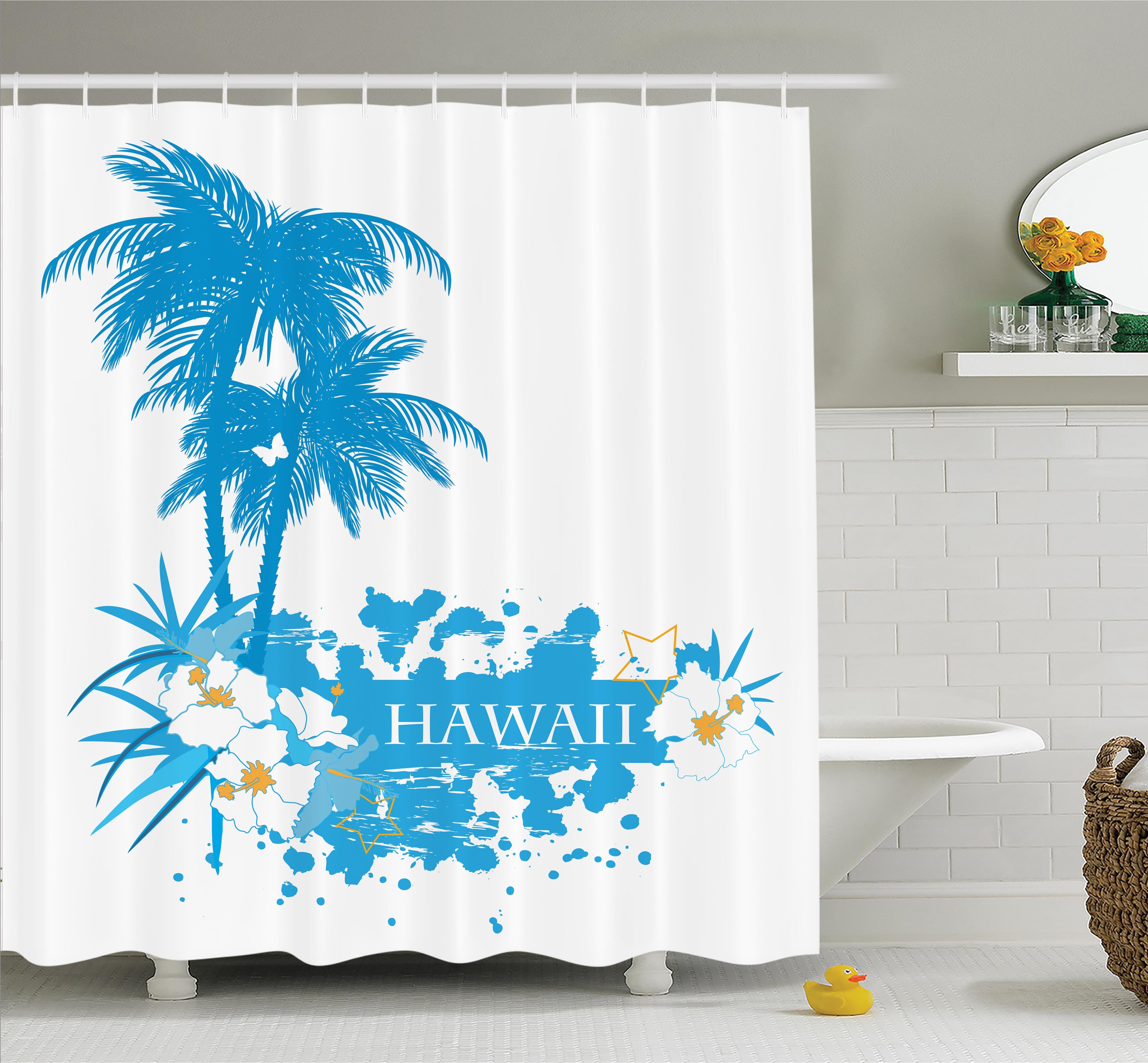12 Hooks hot Hawaii Island Bathroom Shower Curtain Waterproof Fabric Drapes