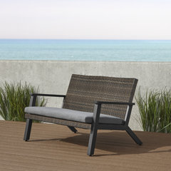 black wicker outdoor bench