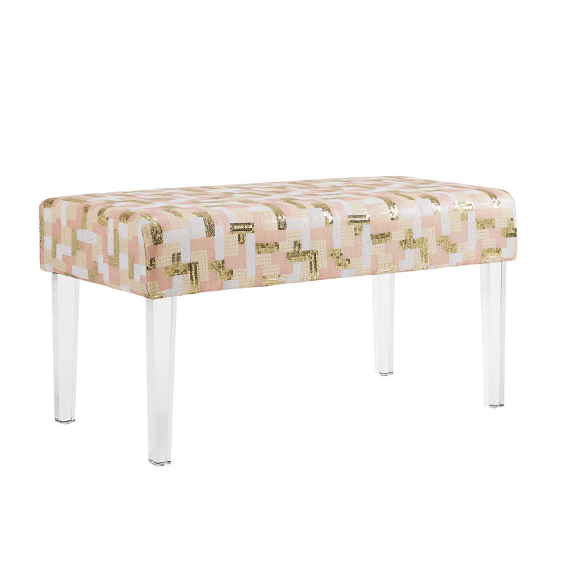 Mercer41 Zeledon Sequin Colorblock Upholstered Bench With Acrylic