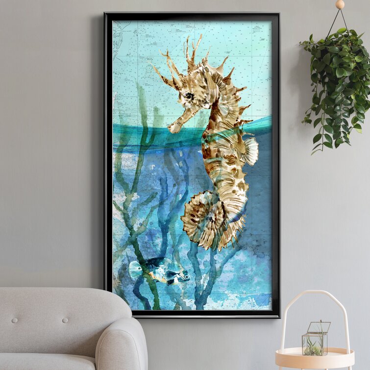 Home Decor Wall Sign Underwater with Seahorse Fish Art Picture Frame 