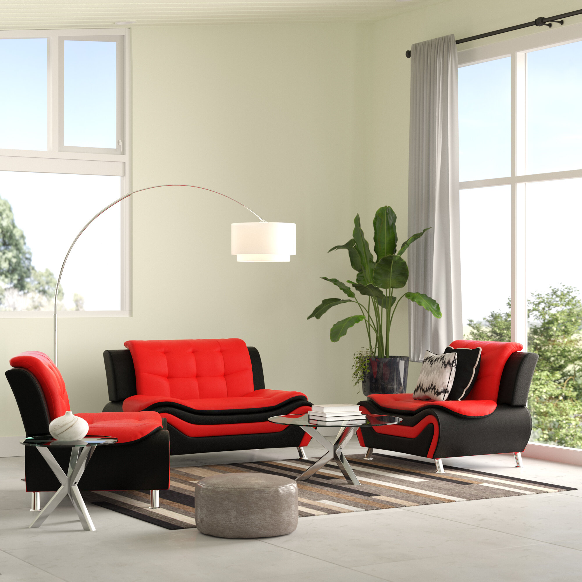 Orren Ellis Gilson 3 Piece Faux Leather Living Room Set Reviews Wayfair
