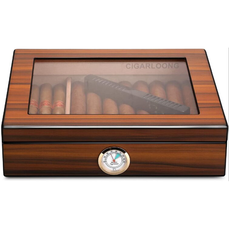 Rectangular Cigar Humidor Humidifier Cigars Storage Box Hygrometer Moisture 