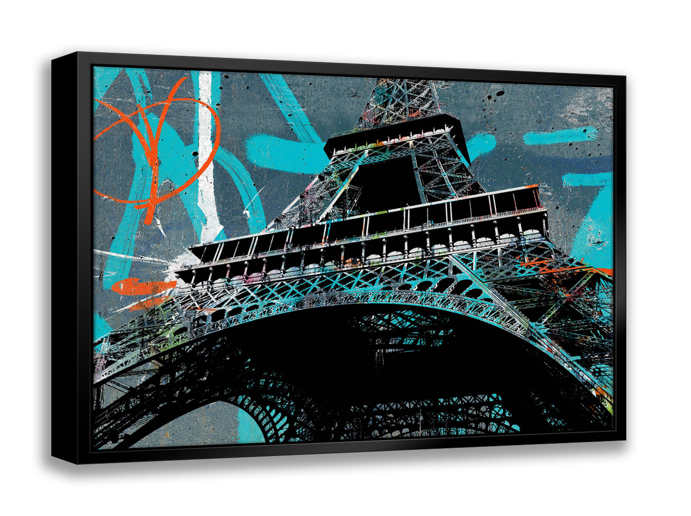 Latitude Run® Eiffel Graffiti Ii Pop Art Giclee On Canvas With Float Frame Vertical Wayfair