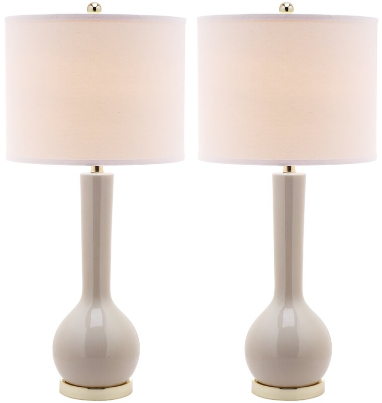 Table Lamp Set - Shop Drew's Honeymoon House {Guest Bedrooms} #lightgrey #sculpturallamp #PropertyBrothers