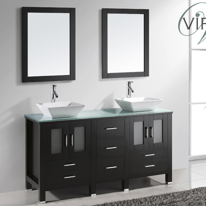 Bathroom Vanity Glass Top virtu usa brentford series 60" double bathroom vanity set with Bathroom Vanity Glass Top virtu usa brentford series 60" double bathroom vanity set with