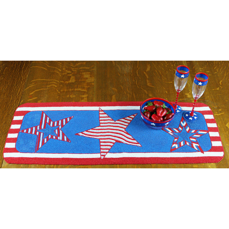 red white blue table runner