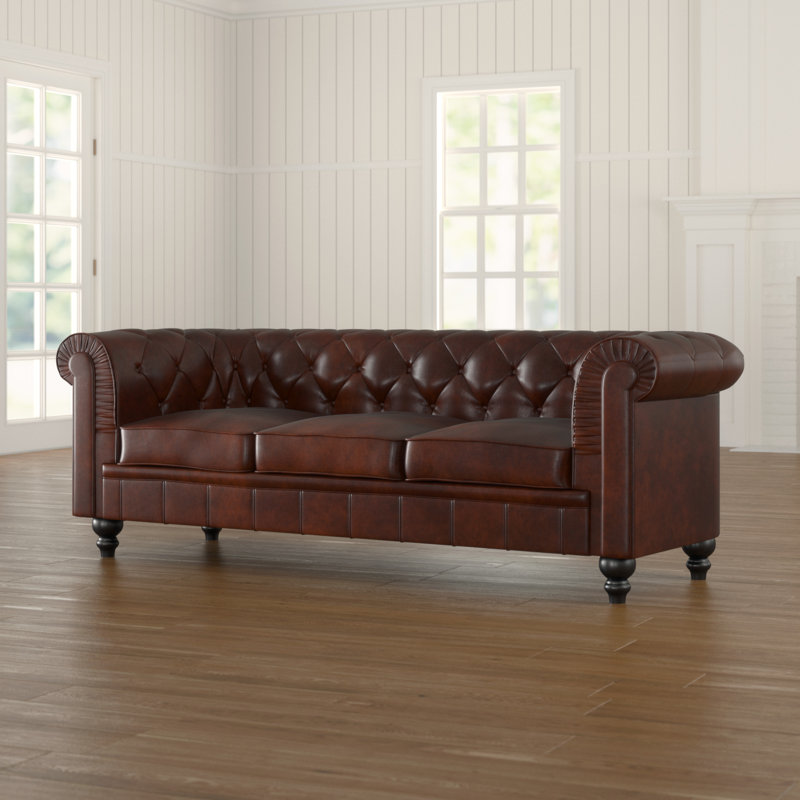 Alpharetta Traditional Chesterfield Leather Sofa