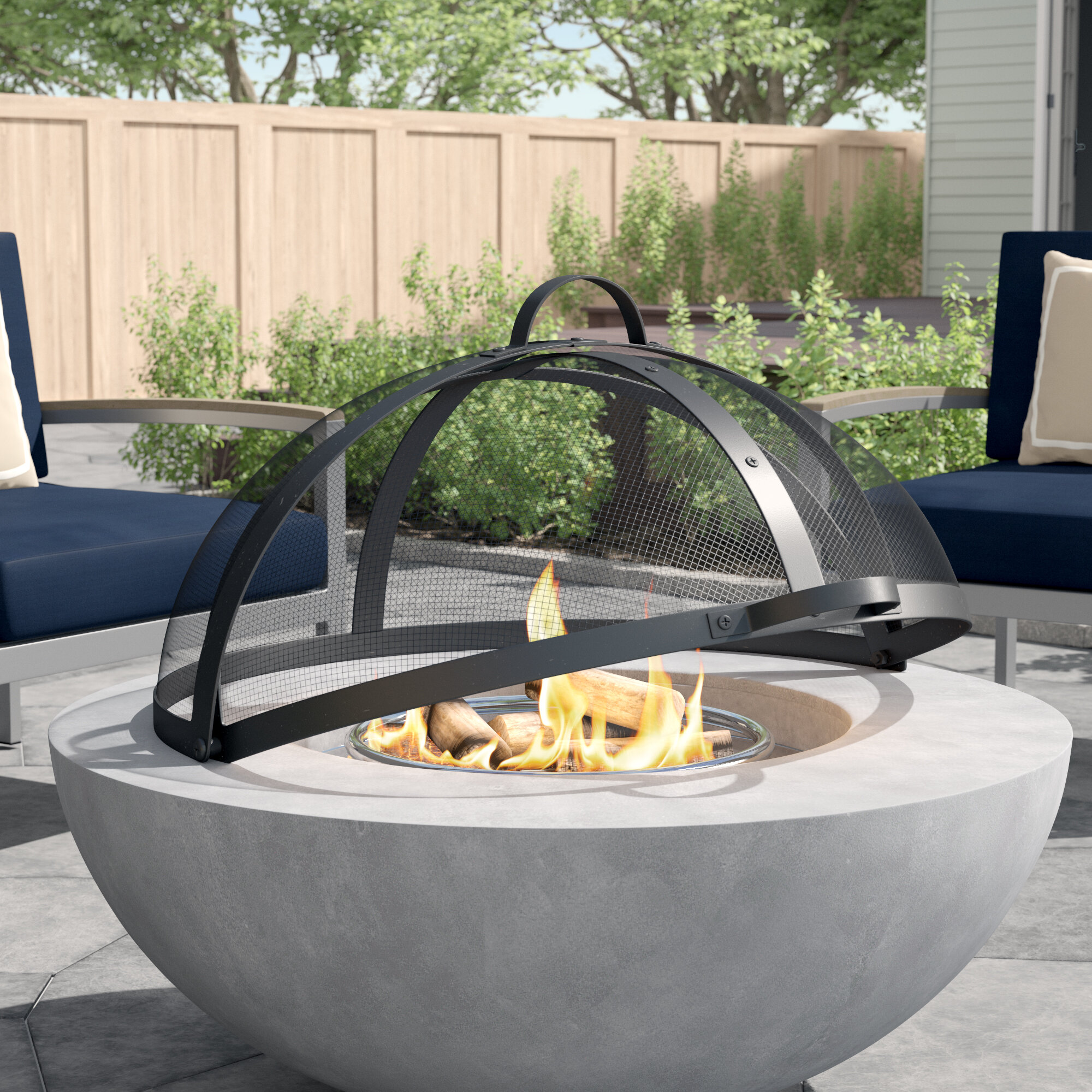 rectangle fire pit spark screen