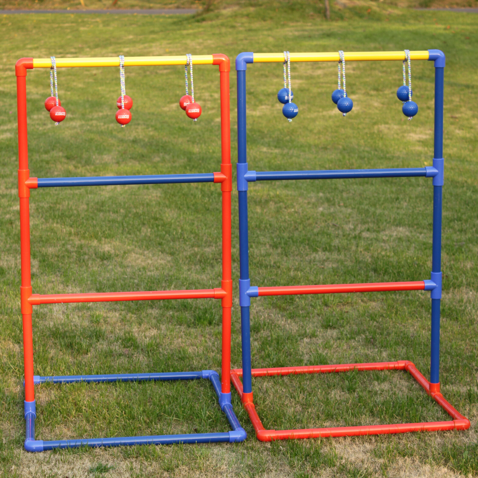 for Parties Tailgates Camping Carrying Case and Score Trackers JOYMOR Upgraded Ladder Toss Game Set Metal Ladder Ball Game Set with 6 Bolo Balls 