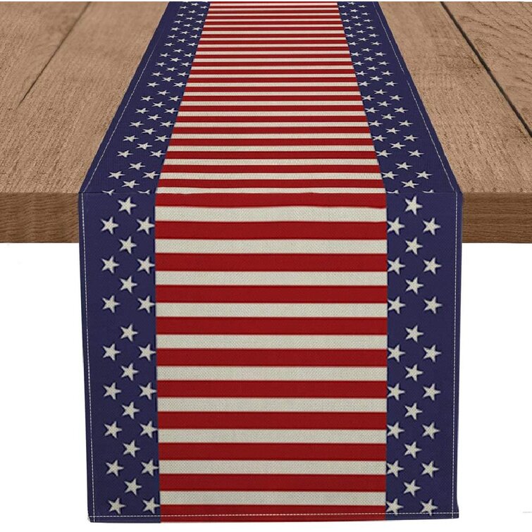 American Flag Old Glory Design with Stars and Stripes Pattern Patriotic Image Blue Red Dining Room Kitchen Rectangular Runner Ambesonne 4th of July Table Runner 16 X 72