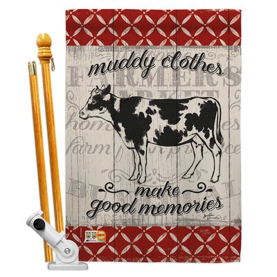 Farm Cow 2-Sided Polyester 40 x 28 in. Flag set Breeze Decor