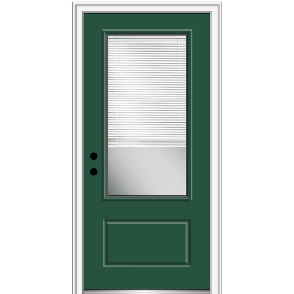 Verona Home Design Internal Grilles Glass 1 Panel Ready To Install Fiberglass Prehung Front Entry Door Wayfair