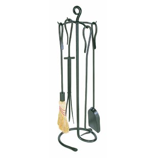 Everson 4 Piece Wrought Iron Fireplace Tool Set By Loon Peak