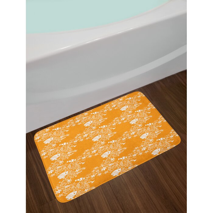 East Urban Home Tropical Orange White Orange Bath Rug Wayfair