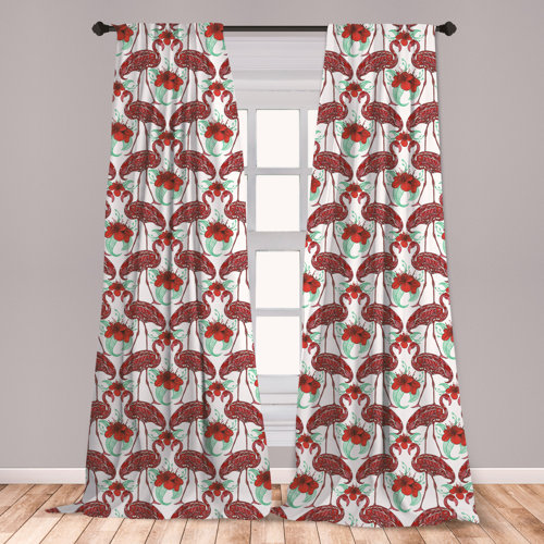 East Urban Home Ambesonne Flamingo 2 Panel Curtain Set Bird With