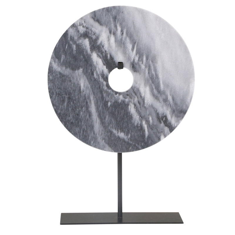 Orren Ellis Norine Marble Disc On Metal Base Sculpture Wayfair