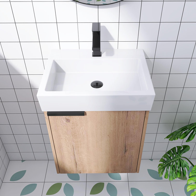 Orren Ellis 18 Inch Bathroom Vanity with Sink, Single Sink Wall-Mounted ...