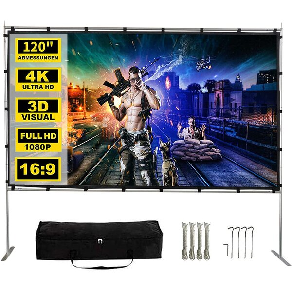 120inch 16:9 Portable Foldable Projector Screen HD Home Theater Outdoor 3D Movie 