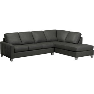 Prescot Premium Leather Sectional by Orren Ellis 2019 Sale
