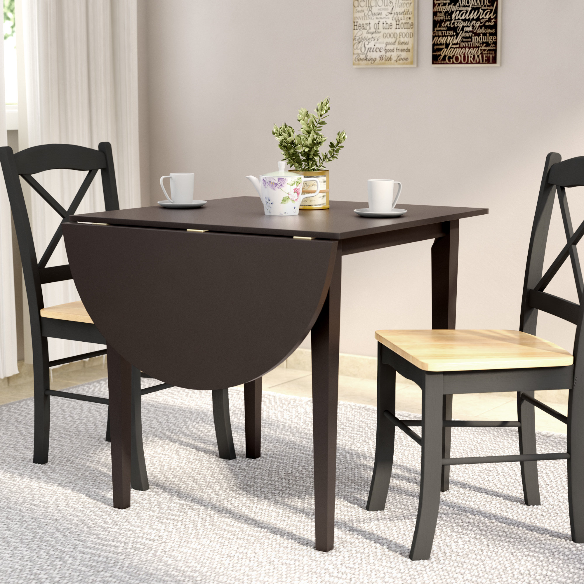 Charlton Home Castellon Drop Leaf Rubber Solid Wood Dining Table Reviews Wayfair