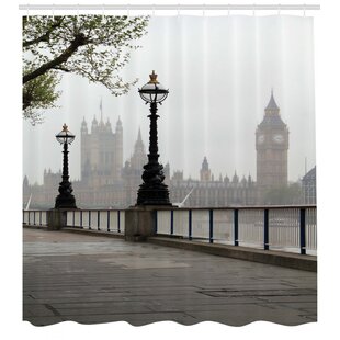 London City Bridge Waterproof Fabric & 12 Hooks Mildew Proof Shower Curtain 71" 