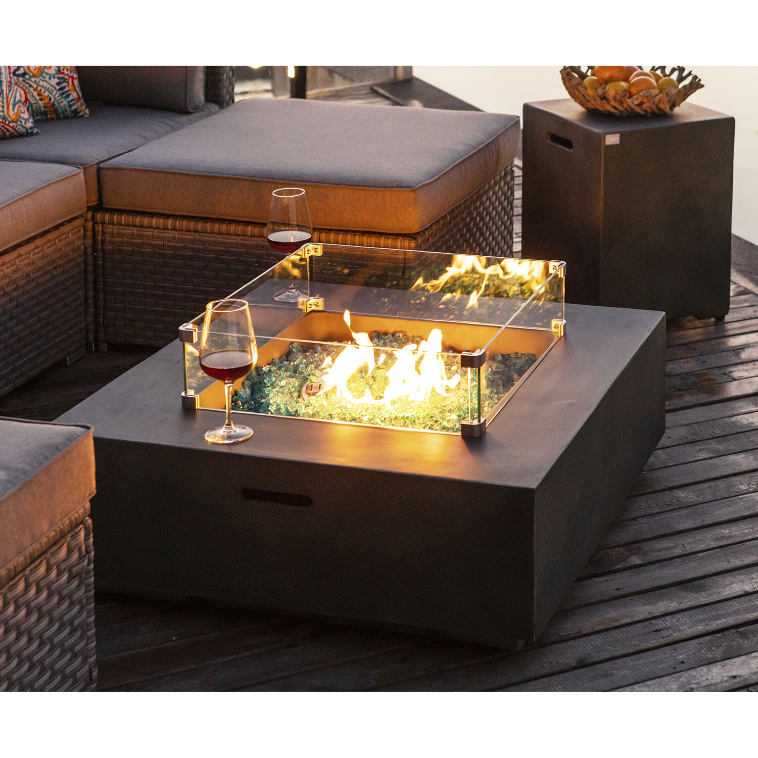 17 Stories Lechlade 19 H X 35 W Concrete Liquid Propane Outdoor Fire Pit Table With Lid Reviews Wayfair