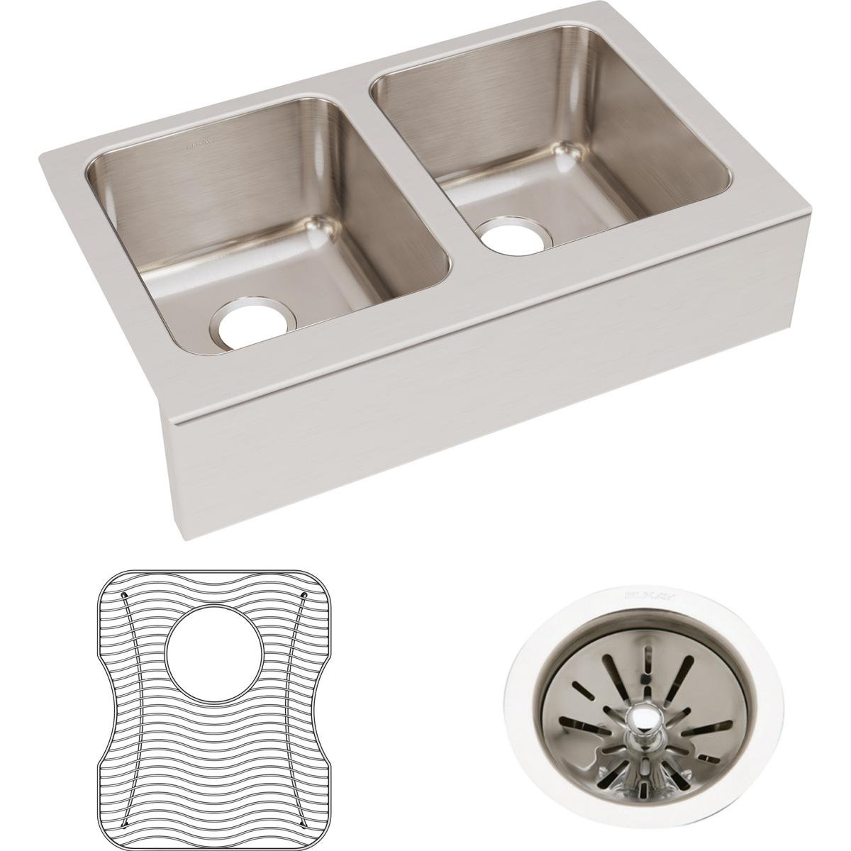 Elkay Ertone 33 L X 21 W Double Basin Farmhouse Kitchen Sink Double Basin Farmhouse Kitchen Sink