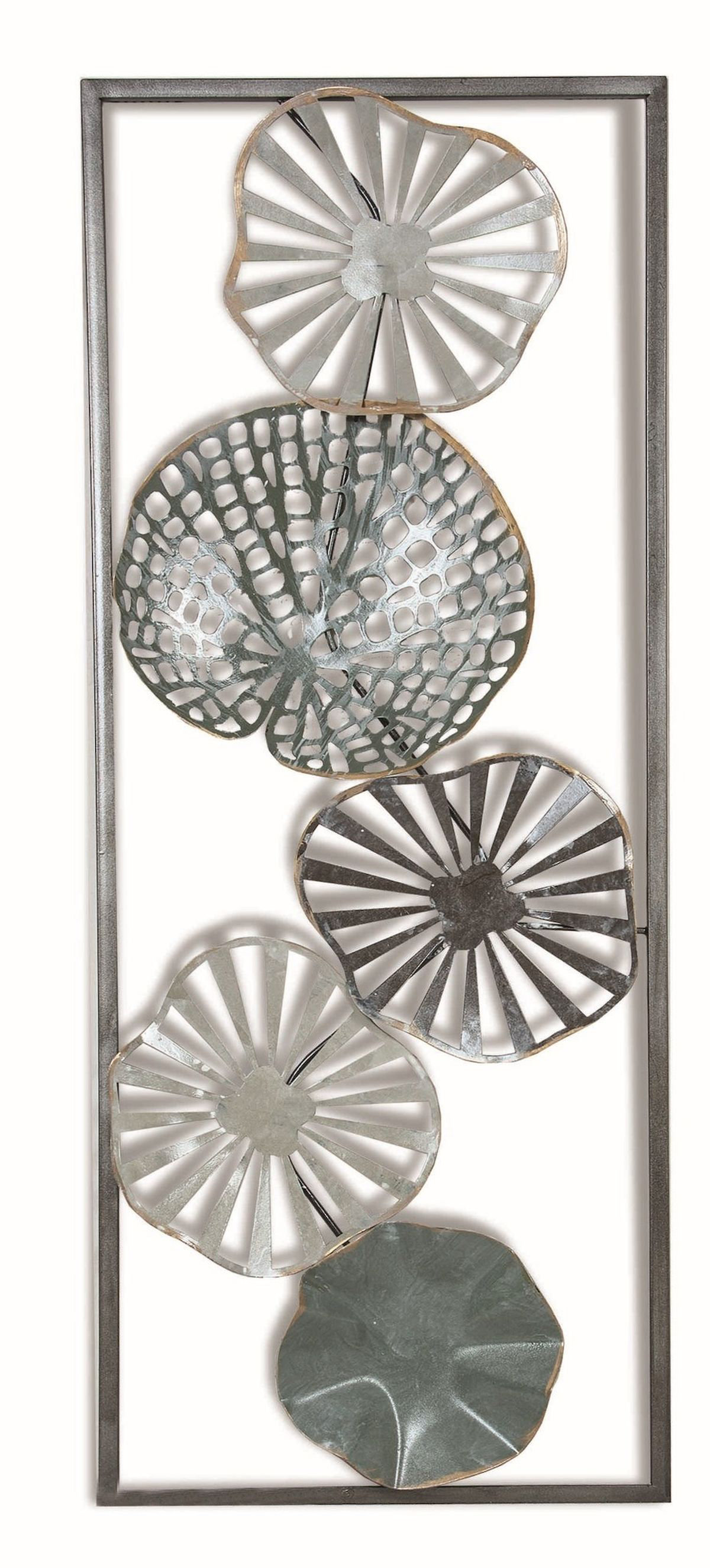 August Grove® Silver Metal Leaves In Metal Frame Wall Decor Wayfair
