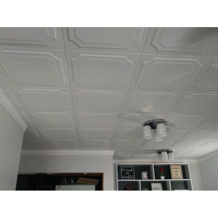 Virginian 2 Ft X 2 Ft Glue Up Ceiling Tile In White
