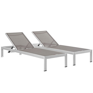 Coline Modern Outdoor Patio Aluminum Single Chaise (Set of 2)