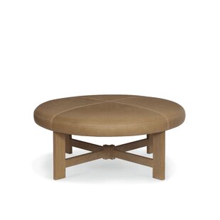 Mizpah 46'' Genuine Leather Round Cocktail Ottoman By Foundry Select